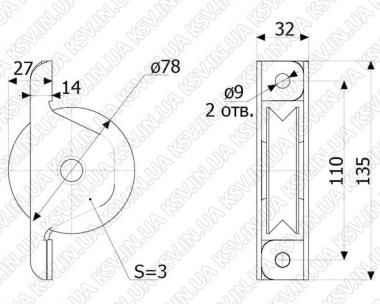 3722. Кронштейн внутрішній Дельта (d78, КУТОК)